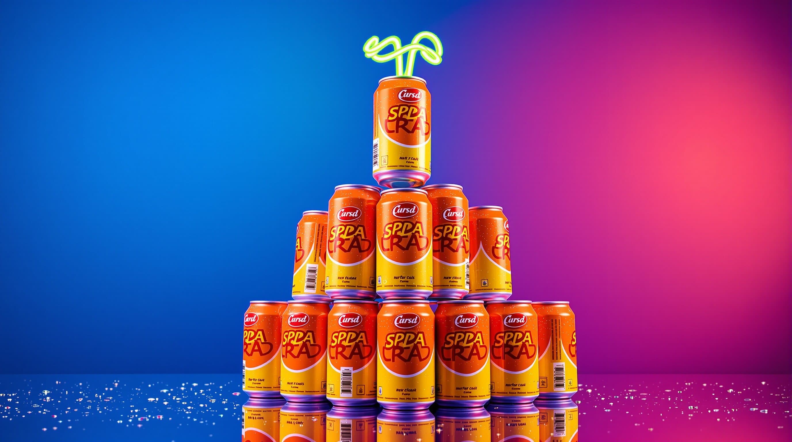 Stacked pyramid of soda cans